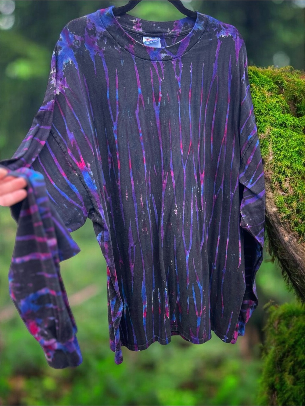 Tie-Dye Drip Long Sleeve Tee. Handmade by a Local Artist in Forks,Wa